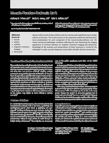 BioEnthesis™: Research article cover — Muscle-Tendon-Enthesis Unit: Function, Failure, and Imaging (Tadros et al, 2018)