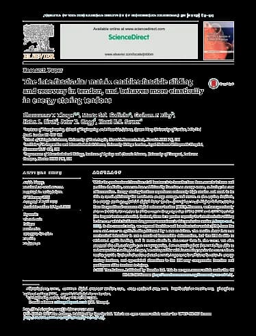 BioEnthesis™: Research article cover — The Interfascicular Matrix Enables Fascicle Sliding and Recovery in Tendon (Thorpe et al, 2015)