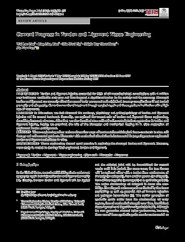 BioEnthesis™: Research article cover — Current Progress in Tendon and Ligament Tissue Engineering (Lim et al, 2019)